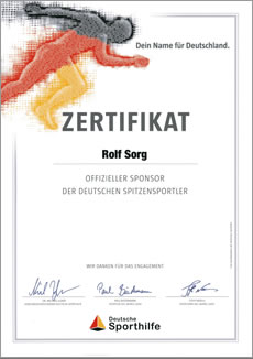 сертификата фициальный спонсор спортсменов экстра-класса Германии